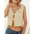 thumbnail image 4 of Caoirhny Women's Knit Vest Tank Tops Classic Sleeveless V Neck Tie-up Front Solid Color Loose Crop Tops, 4 of 9
