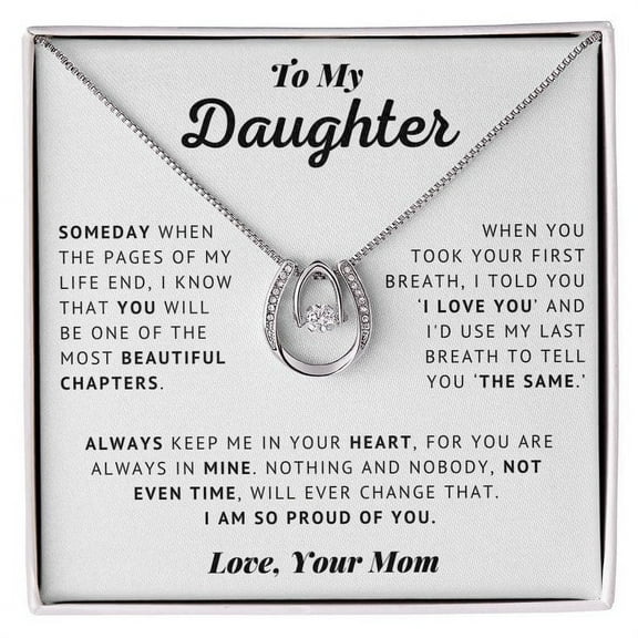 To My Daughter - Love & Light - Lucky In Love Necklace For Daughter, Birthday Present, From Mom, Christmas Bday Xmas Holidays