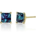 thumbnail image 2 of Paris Jewelry 24k Yellow Gold 2 Cttw Alexandrite Princess Cut Stud Earrings Jewelry for Woman Unisex plated, 2 of 4