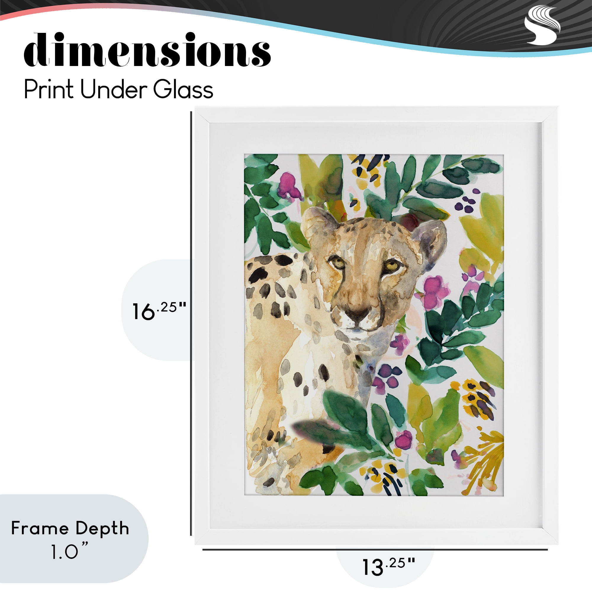 Stupell Industries Garden Plants Cheetah White Framed Print Under Glass, design by Lanie Loreth