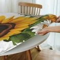 thumbnail image 4 of Round Fitted Tablecloth with Elastic Yellow Sunflowers and White Flowers Fitted Table Covers for Round Tables Waterproof Reusable Vinyl Table Cloth for Indoor and Outdoor 40"-48" ,24ju26caA122, 4 of 7
