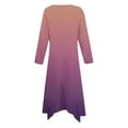 thumbnail image 5 of QUINDOS Dresses for Women 2025 Crew Neck Sundress Long Sleeve Casual Sun Dresses Summer Irregular Hem Loose Tie Dye Midi Knee Length Womens Dresses, 5 of 5