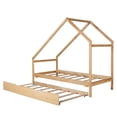 thumbnail image 4 of CRO Decor Twin Size Wooden House Bed With Twin Size Trundle (Natural), 4 of 10