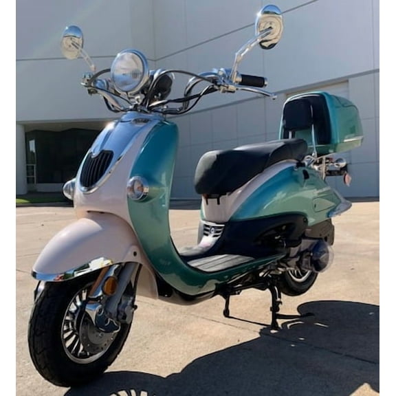 Trailmaster Sorrento 50 Retro Style Gas Powered Scooter, 49.6cc, Electric Start, Up to 35 MPH, (Green)