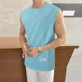 thumbnail image 2 of Wyobmus Men's Workout Tank Tops Vintage Sleeveless Vest Sport Waffle Knit Muscle Shirt Running Breathable Gym T-Shirt Light Blue, 2 of 9