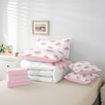 thumbnail image 6 of Manfei Cartoon Bowknot Bedding Comforter Set 7-Piece,Ribbon Bowtie Bow King Bedding Sets,Pink White Bed Sheets For Girls,Microfiber Bedroom Decor Reversible, 6 of 8