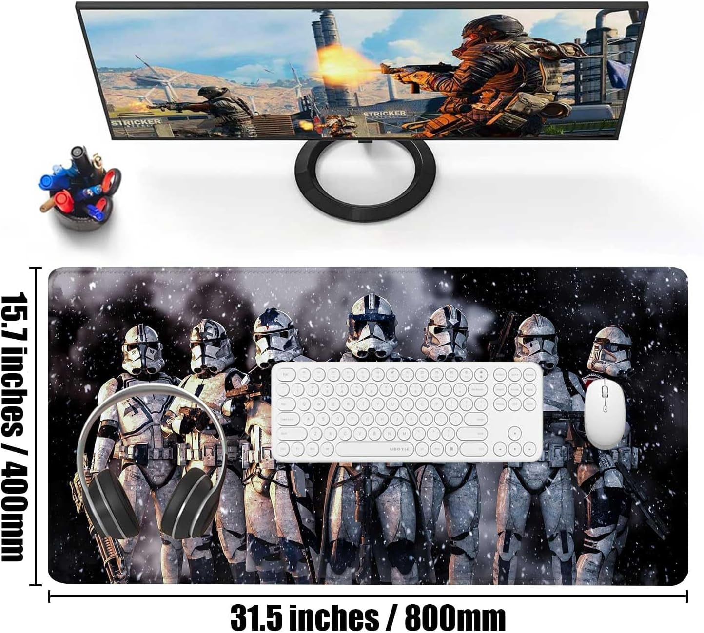 Extra Large Gaming Mouse Pad Design Desk Pad XXL,Mousepad with Non-Slip Rubber Base & Stitched Edges Mouse Mat,Portable Desk Mat for Computer Keyboard Mice Laptop and PC,31.5X15.7 inches