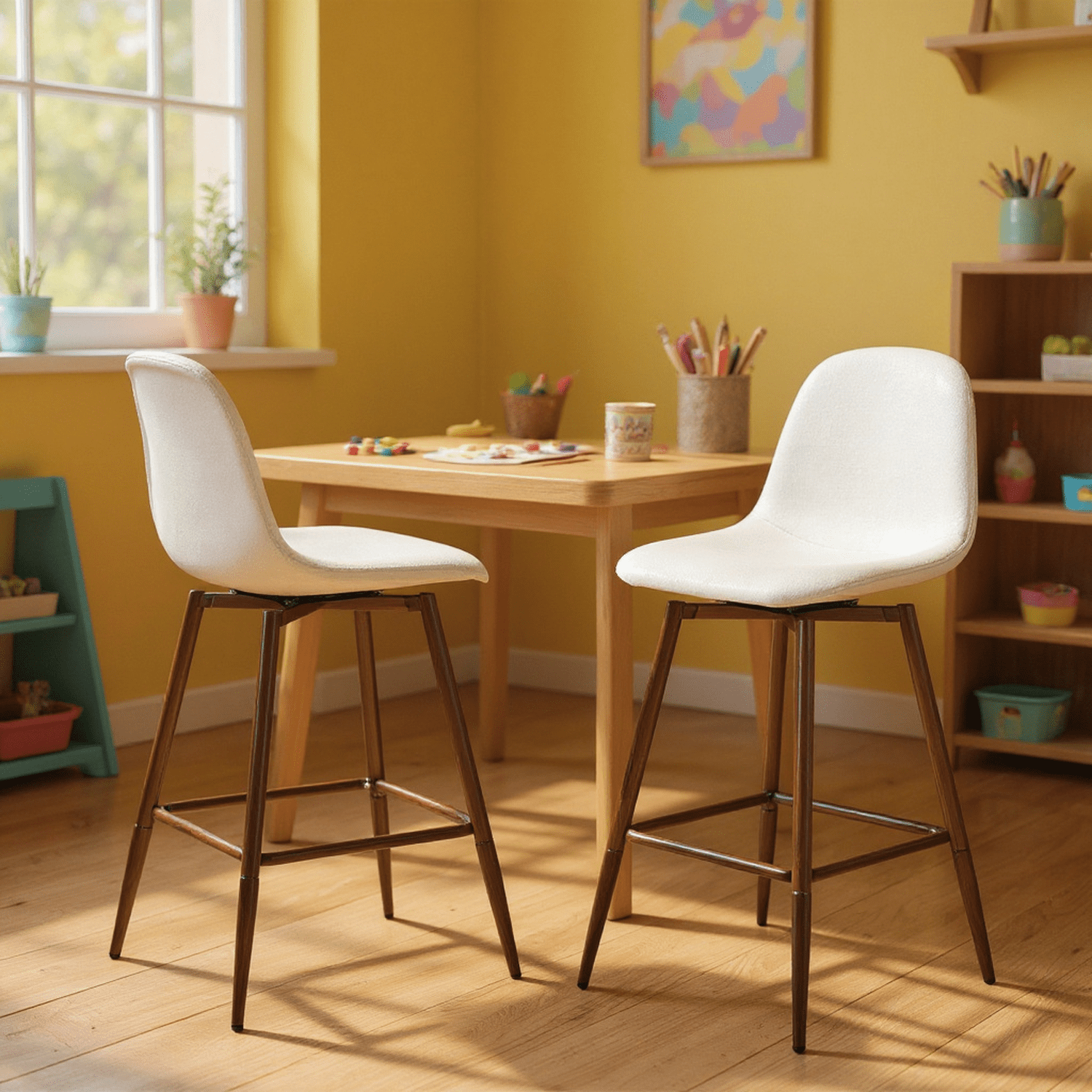 Homy Casa Sleek Modern Bar Stools, 26 Seat Height, Set of