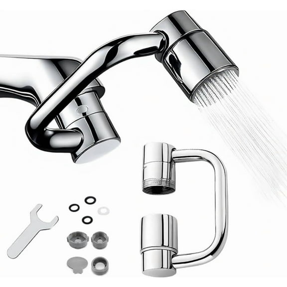 2026 Upgrade Universal Sink Faucet 1440° Rotatable Faucet Aerator Extension, 2 Modes U Shaped Faucet Extender for Splash Reduction, 1080° Faucet Extender for Bathroom Sink Kitchen (1)