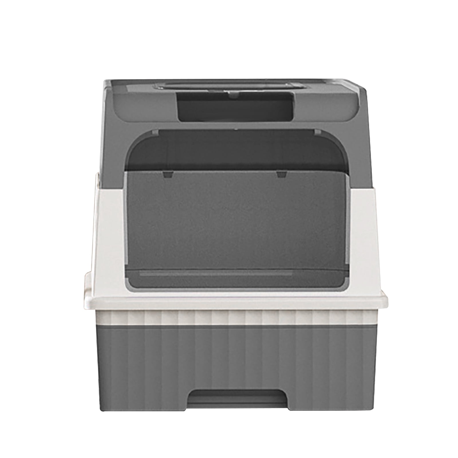 Cat Litter Box, Enclosed Removable Litter Boxs for Big Cats, Front Entry Top Exit Kitty Box Odor Control (Gray)