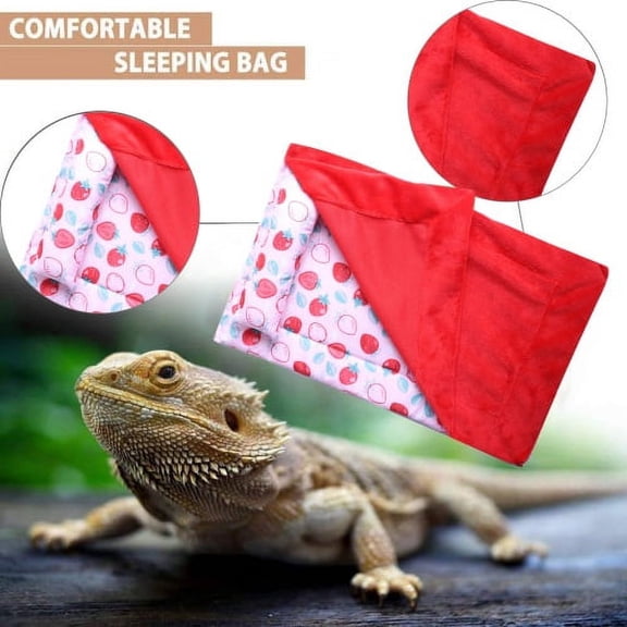 Visland Bearded Dragon Bed with Pillow, Flannel Warm Sleeping Bag with Cover for Bearded Dragon Leopard Gecko Lizard,1pc