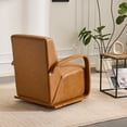 thumbnail image 6 of YINGYING Vintage Swivel Accent Chair, Faux Leather Round Barrel Chair with Solid Wood Armrests, Ergonomic Single Sofa Chair for Bedroom, Office, Apartment, 6 of 9