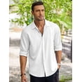thumbnail image 2 of COOFANDY Men's Casual Shirt Long Sleeve Beach Shirt Slim Fit Shirt for Men Beach Summer Wedding Shirt, 2 of 7
