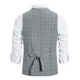 thumbnail image 4 of Men's Classic Plaid Waistcoat Slim Fit Double Breasted Suits Vest for Wedding Prom Business, 4 of 5