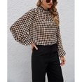 thumbnail image 2 of Women Spring T Shirt Collar Button Comfortable Easy To Match Fashinable Squared Plaid Women Casual Top  for Girls for Travel ANGGREK Otros, 2 of 6