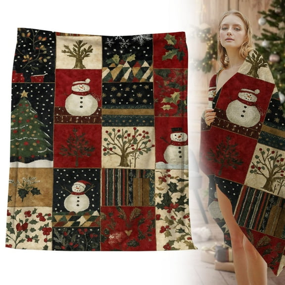 Christmas Decorative Throw Blanket, Christmas Theme Print Decoration, Soft Flannel Winter Blankets for Couch Bed Sofa, Holiday Home Decor, Xmas Festival Gifts for Kids Adults 27.55x39.37 Inch