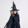 thumbnail image 6 of Xfvqtps Halloween Witch Hat Flower Faux Feather Straps Decor Halloween Spire Hat for Party Accessory Purple, 6 of 9