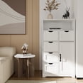 thumbnail image 2 of Modern White Wooden Storage Cabinet with Five Drawers and One Doors,Free-standing Cupboard for Kitchen/Living room/Bathroom Use, White, 2 of 8