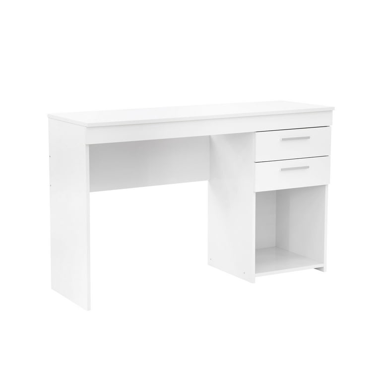 Techni Mobili White Computer Desk for Home Office or Bedroom, with Drawers  Ideal for Small Spaces 