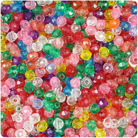 BeadTin Transparent Multi 4mm Faceted Round Craft Beads (1250pcs)