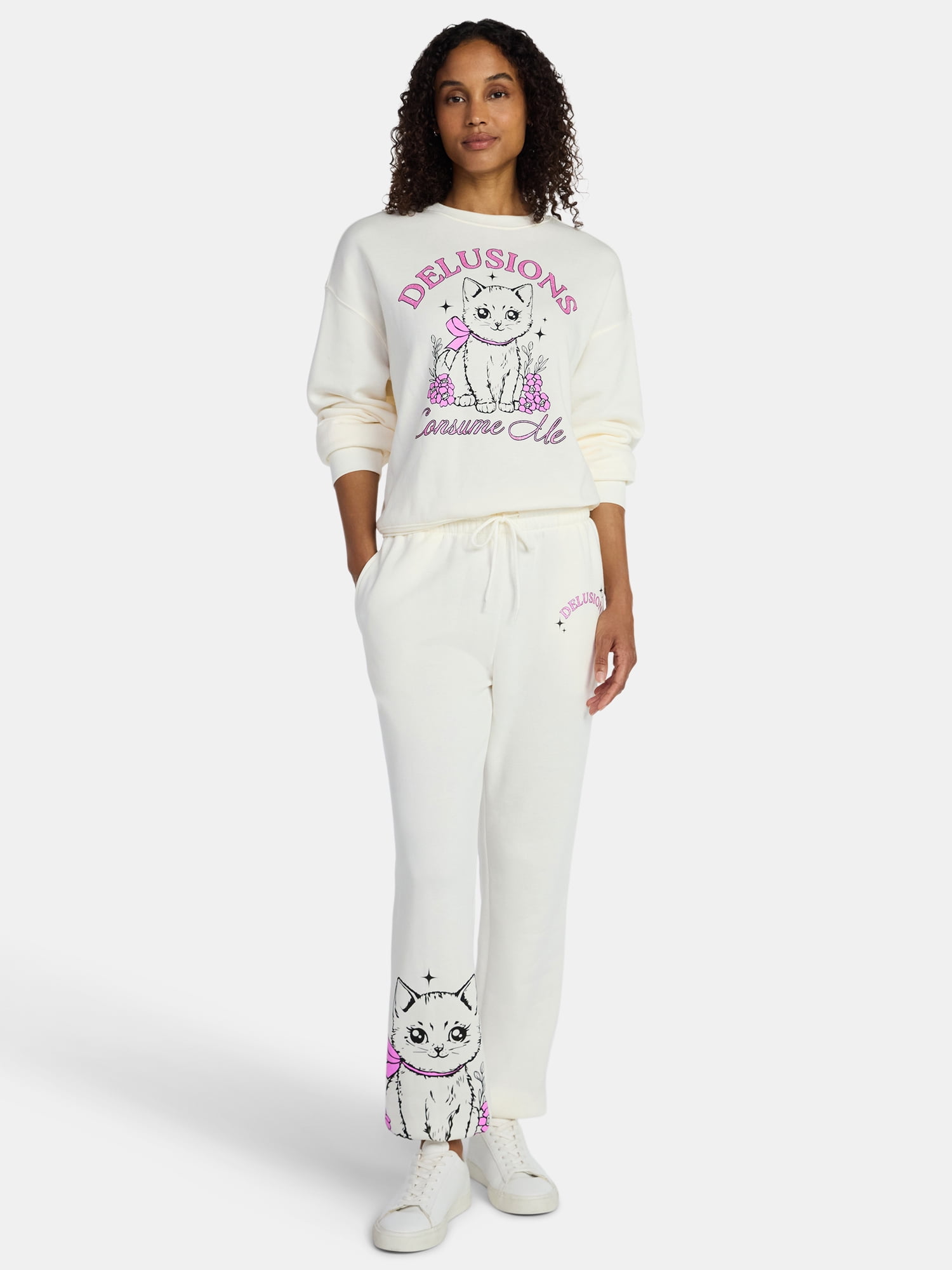 Delusions Consume Me Women's Graphic Fleece Joggers, 30'' Inseam, Sizes XXS-XXL