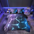 thumbnail image 1 of Erosebridal Teens Geometry Bedding Sets Queen Size, Futuristic Abstract Comforter Sets with Sheets, Square Striped Decor, Reversible, 1 of 5