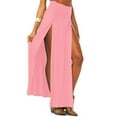 thumbnail image 6 of RABBITH Womens High Waist Sexy Double Slit Front Open Knit Maxi Long Skirt Solid Color P, 6 of 18