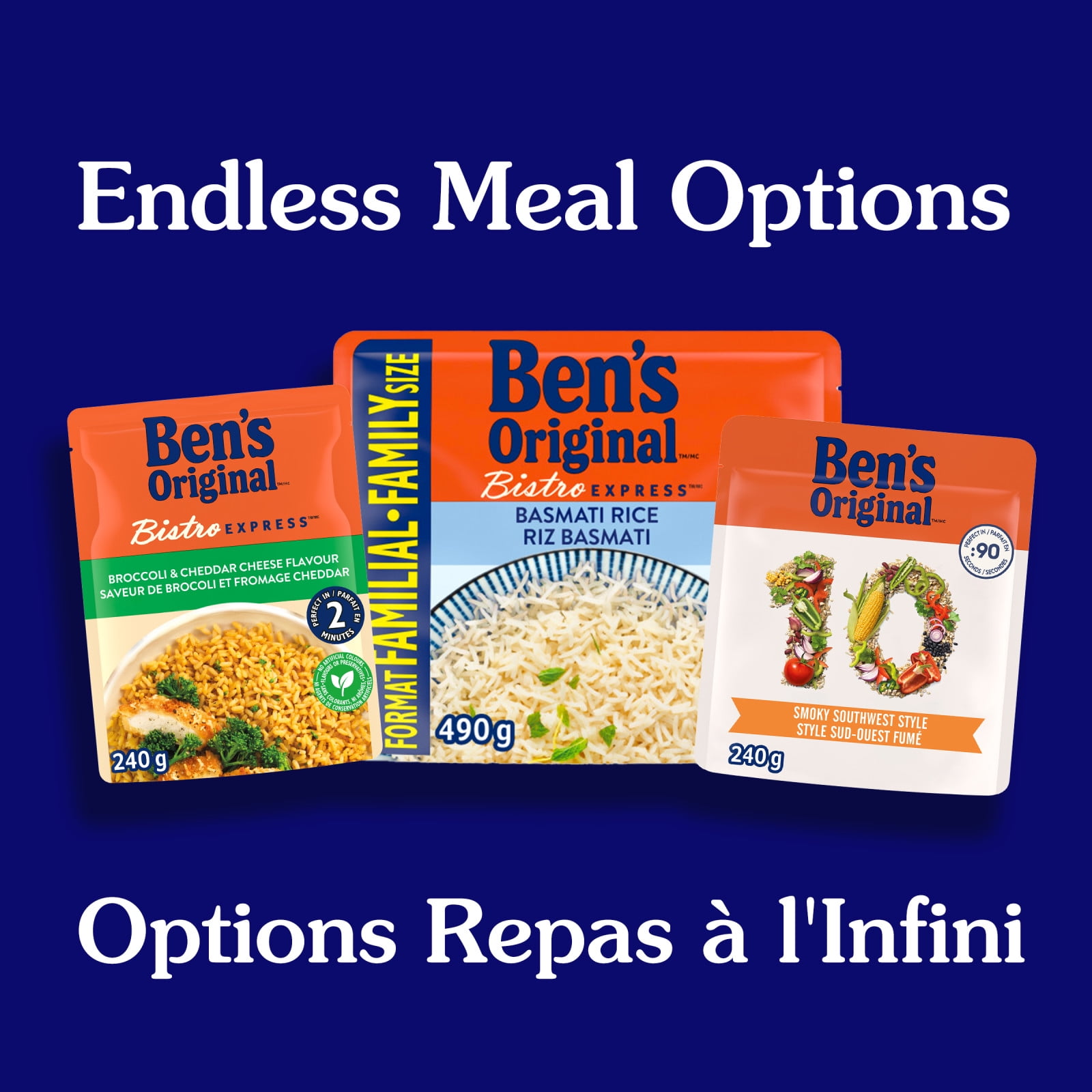 BEN'S ORIGINAL BISTRO EXPRESS Broccoli & Cheddar Rice Side Dish, 240g Pouch, Perfect Every Time™