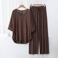 thumbnail image 2 of XIAONU Womens Modal Pajama Set Loose Fit Three Quarter Sleeve V Neck Loungewear Set Soft Casual Sleep Pajamas, 2 of 3