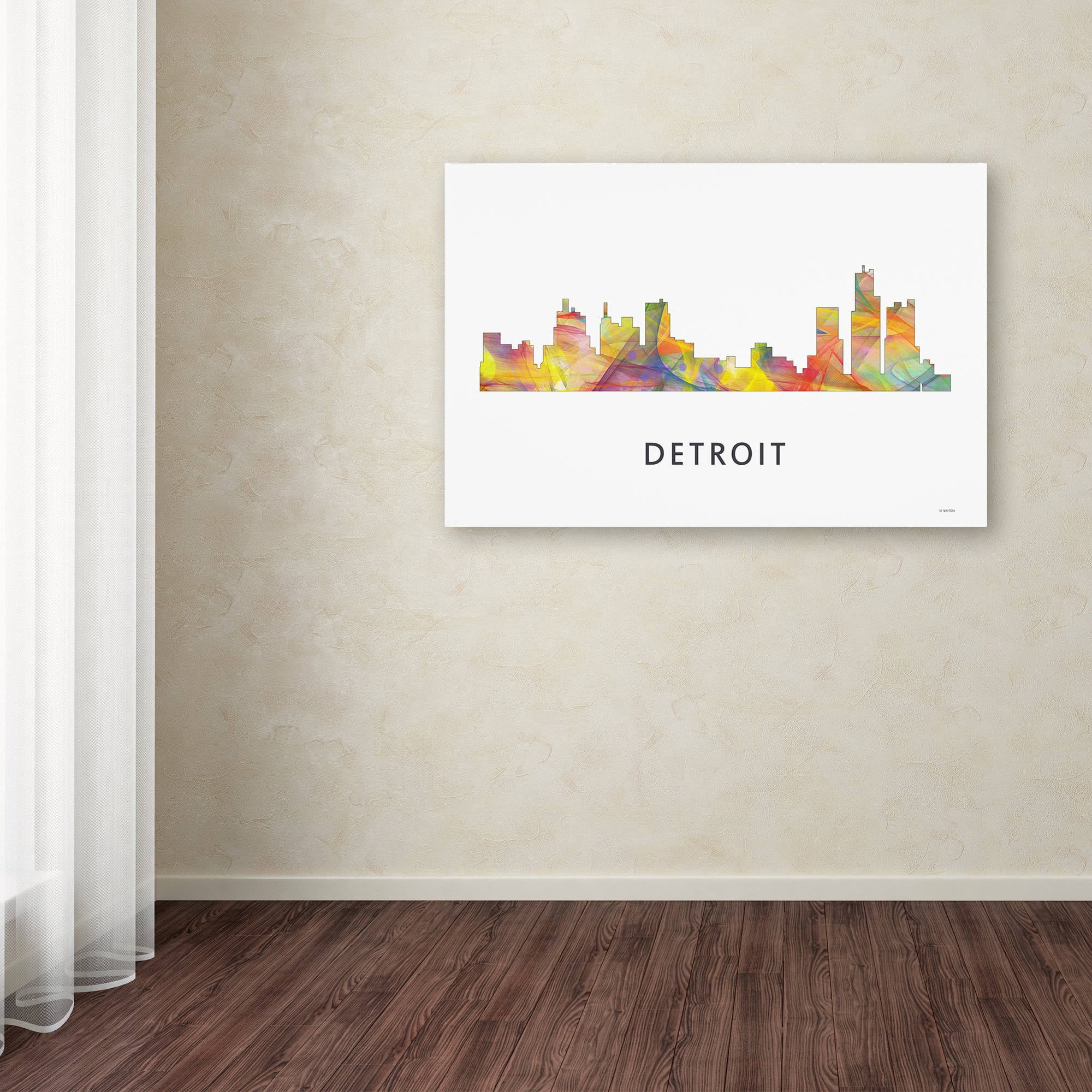 Trademark Fine Art 'Detroit Michigan Skyline WB-1' Canvas Art by Marlene Watson
