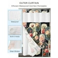 thumbnail image 2 of No Hook Cloth Fabric Shower Curtain with Snap in Liner, Vintage Floral Waterproof Shower Curtains Set with See Through Top Window, Abstract Art Garden Flowers Bath Curtains Shower 72"x78", 2 of 6