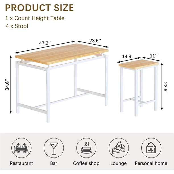 Gizoon Tavolo da cucina e 2 sedie per 4 persone con panca, set di 4 tavoli da pranzo per piccoli spazi, appartamento, nero