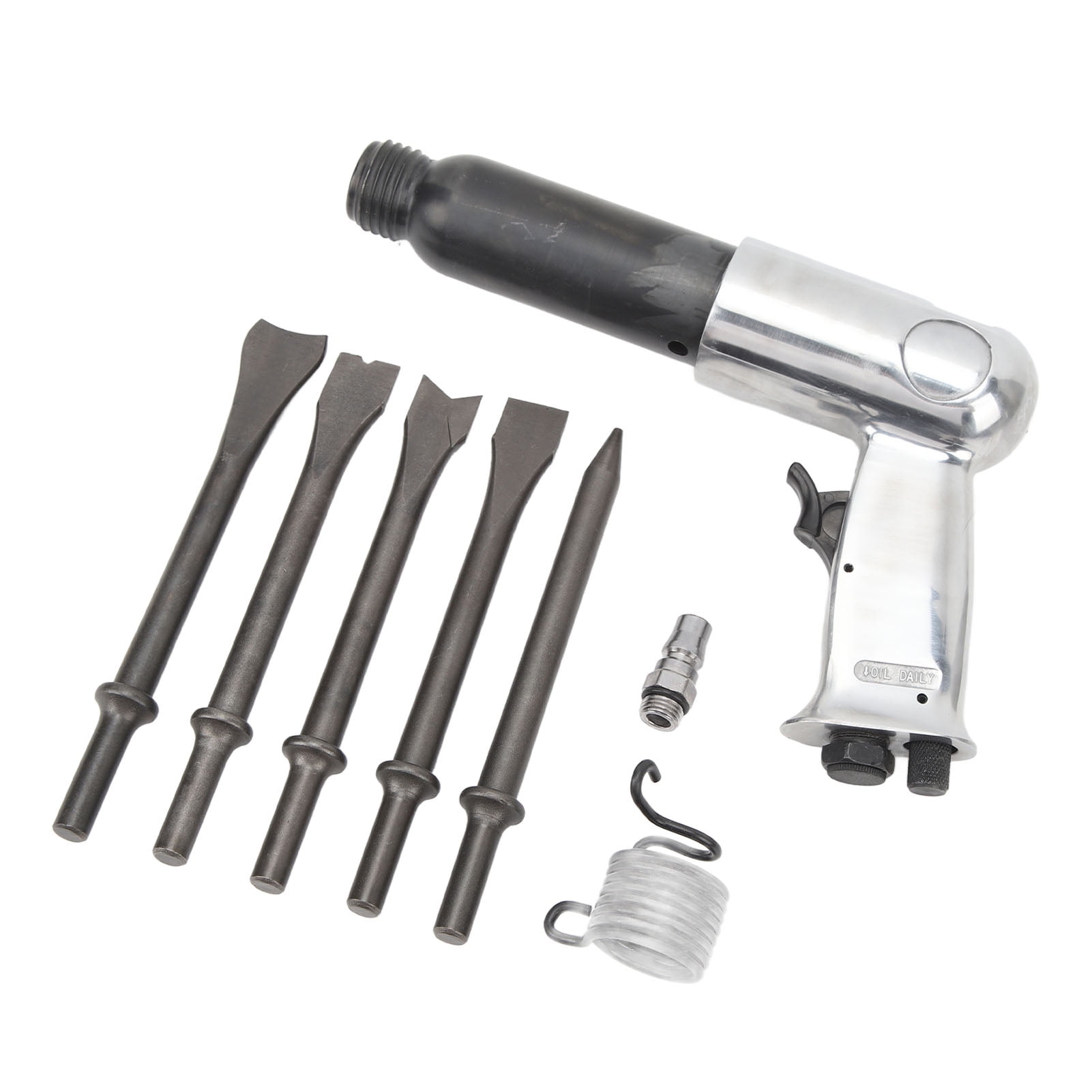 Pneumatic Air Hammer Kit Heavy Duty Chisel Drill Tool Set for Automotive Brake Pad Rust Removal 250mm Long Barrel Version