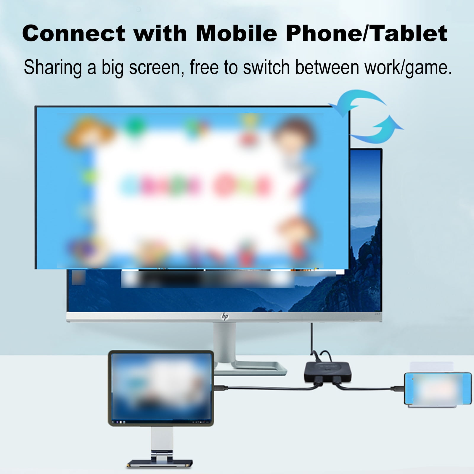 USB-C Bidirectional Switcher - 2 Computers USB C KVM Switch - Supports 8K@60Hz HDR - 10Gbps Data Transfer - PD 100W Charging - Includes 2 USB-C Cables - Connect Tablet/Phone Screen - Walmart Compliant