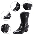 thumbnail image 5 of YLYL Womens Wide Mid Calf Boots Block Heel Pointed Toe Buckle Casual Dressy Walking Shoes, 5 of 9