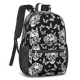 thumbnail image 2 of Skull and Butterfly Gothic Pattern 17" School Backpacks for Teens,Waterproof Oxford Fabric,S-Shape Padded Straps for School,Travel,Hiking,Camping, 2 of 6