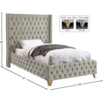 thumbnail image 6 of Meridian Furniture Savan Cream Velvet Twin Bed, 6 of 6