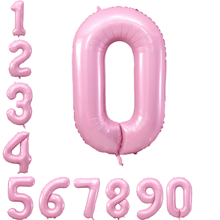 40 Inch Large Pastel Pink Helium Foil Number Balloons 0 9 Birthday Party Celebration Decorations Party Supplies For Girls Boys Number 0