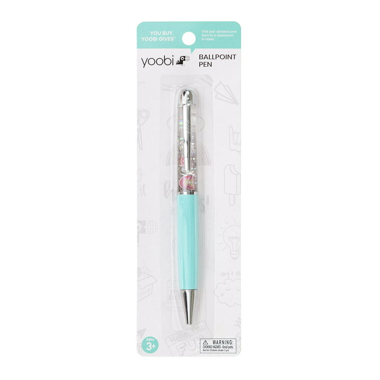 Yoobi Ballpoint Pen Pom Pom Pastel Pink Glitter Wand Black Ink : Target