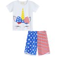 thumbnail image 1 of Little hand Pyjamas pour Filles Tout-Petits Quatrième Juillet Ensemble de Pyjama à Manches Courtes Licorne 7T, 1 of 9