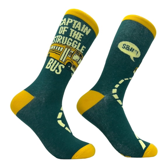 Women's Captain of The Struggle Bus Socks Funny School Bus Struggling Joke Footwear