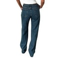 thumbnail image 3 of Female Wide Leg Jeans Low Rise Baggy Straight Leg Boyfriend Denim Pants Casual Loose Jeans Y2K Girl Style Dark Blue XL, 3 of 9