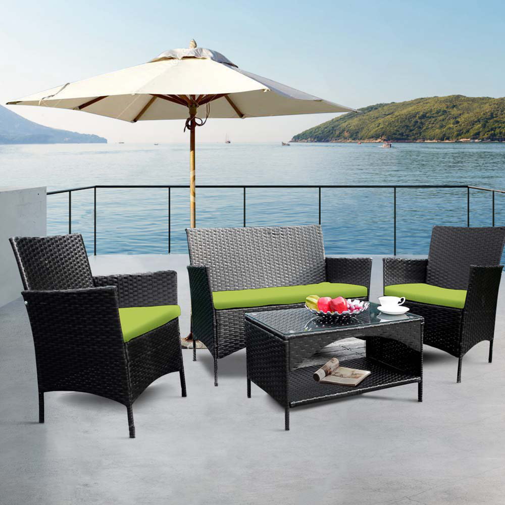 SEGMART 4 Piece Wicker Patio Conversation Furniture Set, Outdoor Rattan Chair and Table Set, Sectional Chair Set with Tea Table & Cushions, Bistro Set for Patio Backyard Porch Garden Balcony, B933 - image 1 of 10
