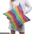 thumbnail image 4 of Rainbow Upholstery Fabric by the Yard, Colorful Swirls Vertical Waves Rhythmic Design Cheerful Funky Retro Graphic, Decorative Fabric for DIY and Home Accents, 3 Yards, Multicolor by Ambesonne, 4 of 4