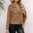 thumbnail image 4 of Tianiyouqing Womens Faux Suede Jacket Fall Winter Fashion Casual Oversized Faux Leather Blazer Jacket Trench Coat Brown XL, 4 of 7