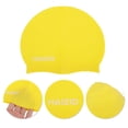thumbnail image 3 of Gorro de natación impermeable de silicona amarillo de 1 pieza, 3 of 5