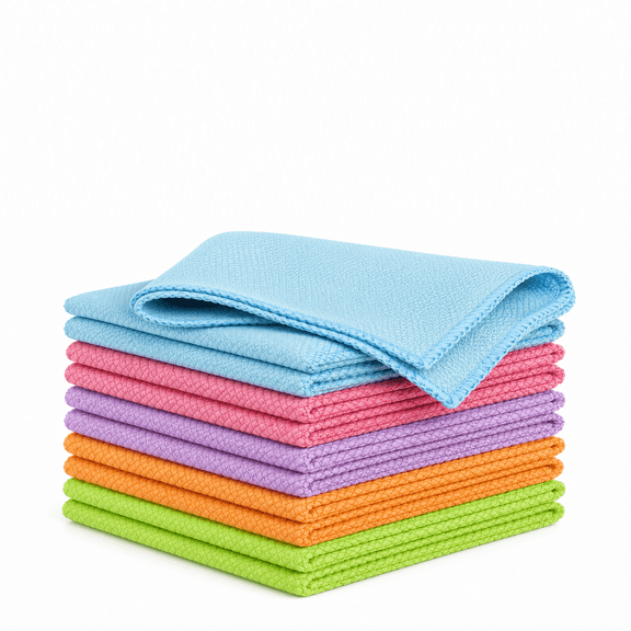Microfiber 11.8"x11.8" Multi-Color Reusable Cleaning Cloth, 10 Pack for Car, Kitchen, Household