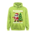 thumbnail image 4 of Sudadera con capucha personalizada para hombre con hilo dental de Papá Noel alrededor del árbol de Navidad y luces, nueva moda, con estampado, 4 of 4