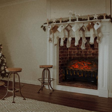 Electric Insert Log Quartz Fireplace Realistic Ember Bed Fan