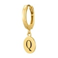 thumbnail image 3 of Sterling Silver 18K Gold Plated Initial Q Disc Drop Huggie Earring, Half-Pair, 3 of 7